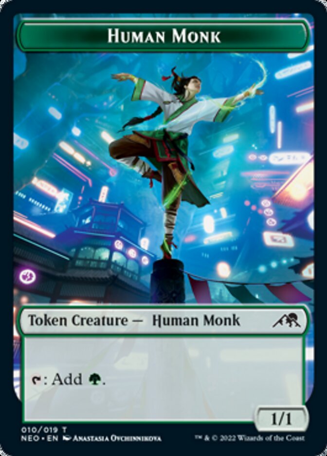 Spirit (002) // Human Monk Double-Sided Token [Kamigawa: Neon Dynasty Tokens] - Evolution TCG