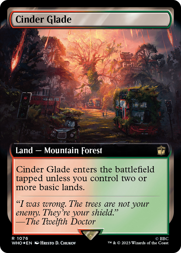 Cinder Glade (Extended Art) (Surge Foil) [Doctor Who] - Evolution TCG