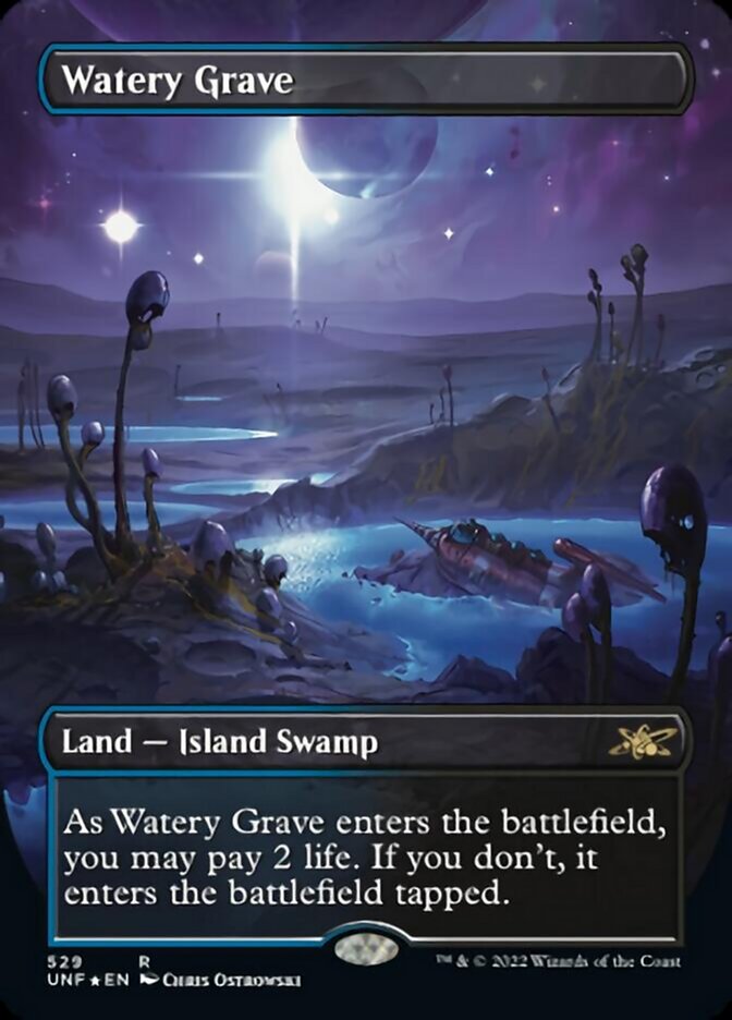 Watery Grave (Borderless) (Galaxy Foil) [Unfinity] - Evolution TCG