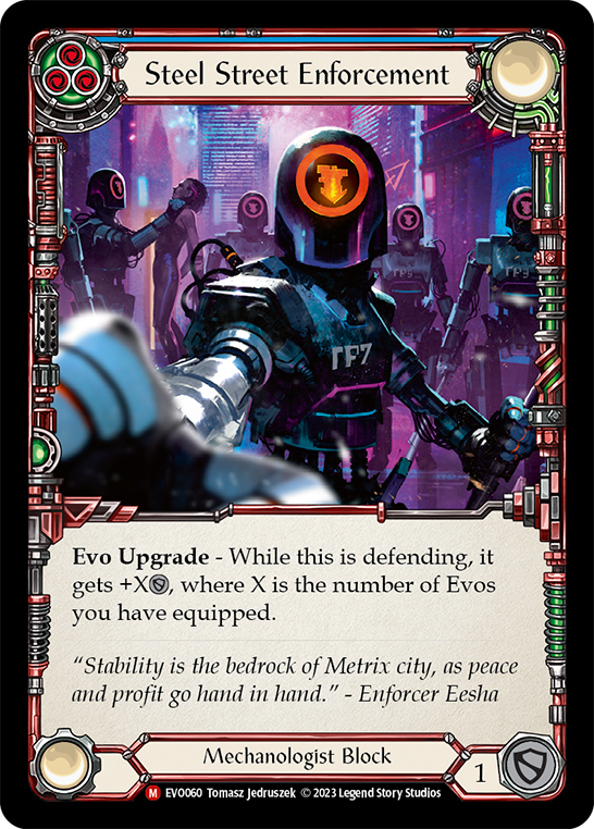 Steel Street Enforcement [EVO060] (Bright Lights)  Rainbow Foil - Evolution TCG