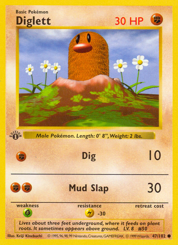 Diglett (47/102) (Shadowless) [Base Set 1st Edition] - Evolution TCG