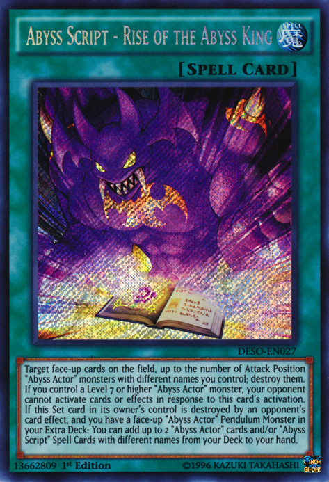 Abyss Script - Rise of the Abyss King [DESO-EN027] Secret Rare - Evolution TCG