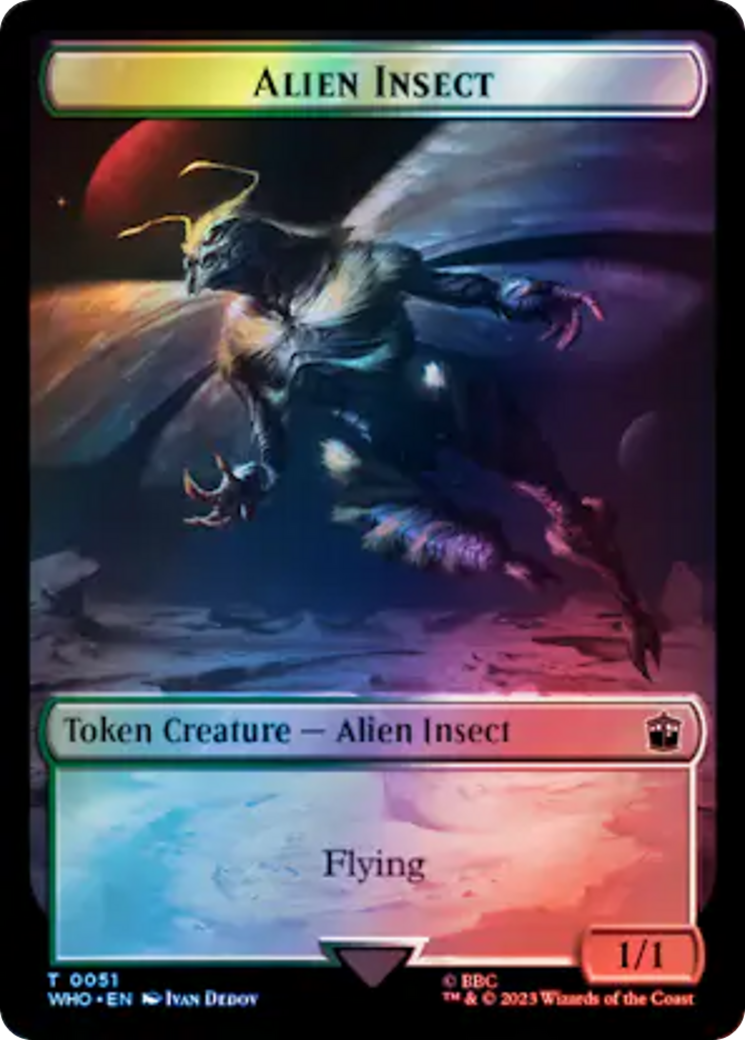 Alien // Alien Insect Double-Sided Token (Surge Foil) [Doctor Who Tokens] - Evolution TCG