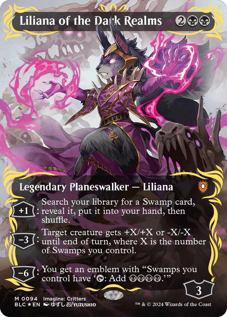 Liliana of the Dark Realms (Borderless) (Raised Foil) [Bloomburrow Commander] - Evolution TCG