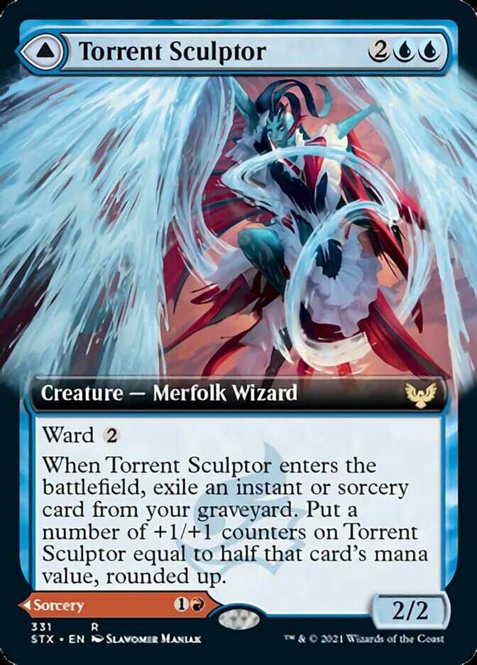 Torrent Sculptor // Flamethrower Sonata (Extended Art) [Strixhaven: School of Mages] - Evolution TCG