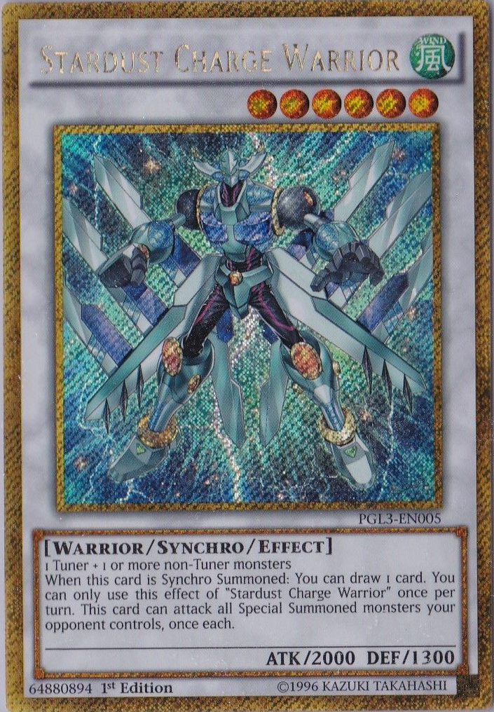 Stardust Charge Warrior [PGL3-EN005] Gold Secret Rare - Evolution TCG