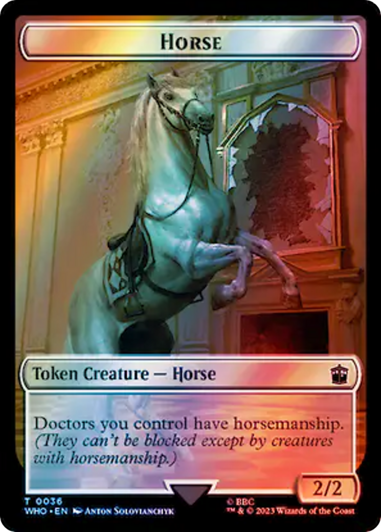 Horse // Alien Salamander Double-Sided Token (Surge Foil) [Doctor Who Tokens] - Evolution TCG