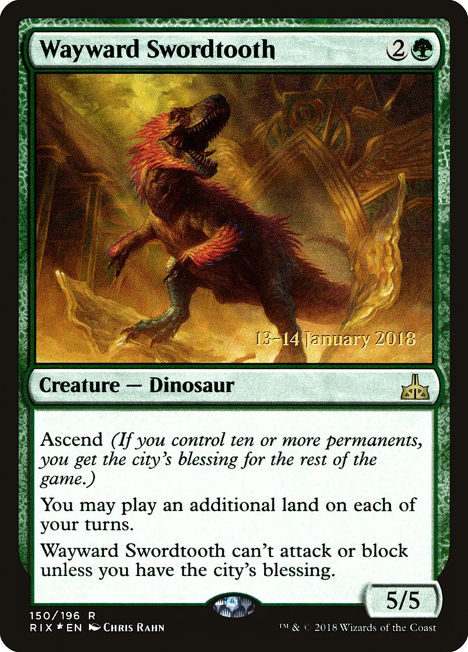 Wayward Swordtooth [Rivals of Ixalan Prerelease Promos] - Evolution TCG