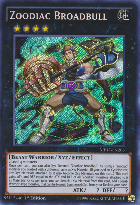 Zoodiac Broadbull [MP17-EN206] Secret Rare - Evolution TCG