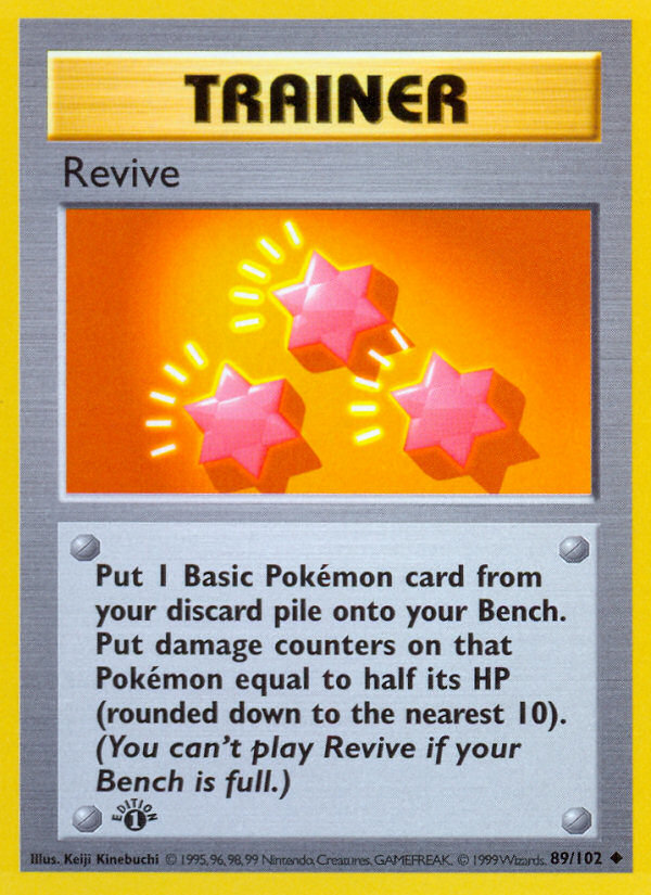 Revive (89/102) (Shadowless) [Base Set 1st Edition] - Evolution TCG