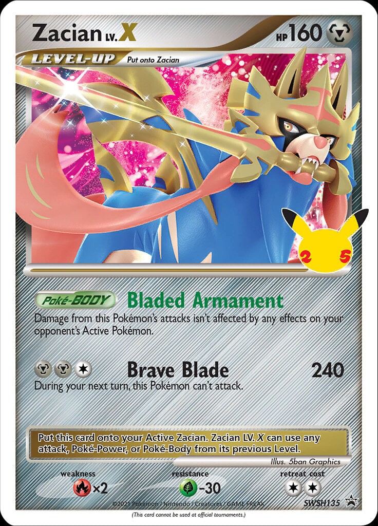 Zacian LV.X (SWSH135) (Celebrations) [Sword & Shield: Black Star Promos] - Evolution TCG