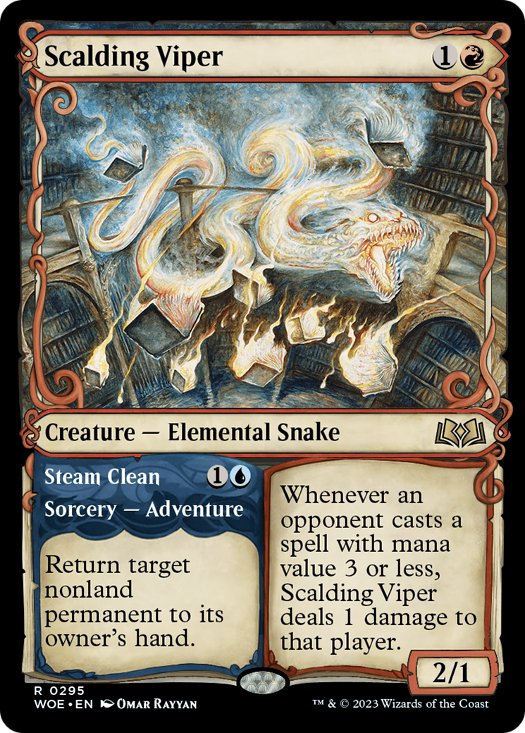 Scalding Viper // Steam Clean (Showcase) [Wilds of Eldraine] - Evolution TCG