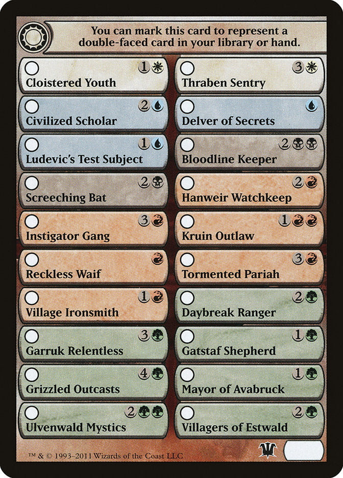 Innistrad Checklist [Innistrad Tokens] - Evolution TCG