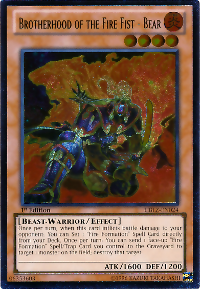 Brotherhood of the Fire Fist - Bear [CBLZ-EN024] Ultimate Rare - Evolution TCG