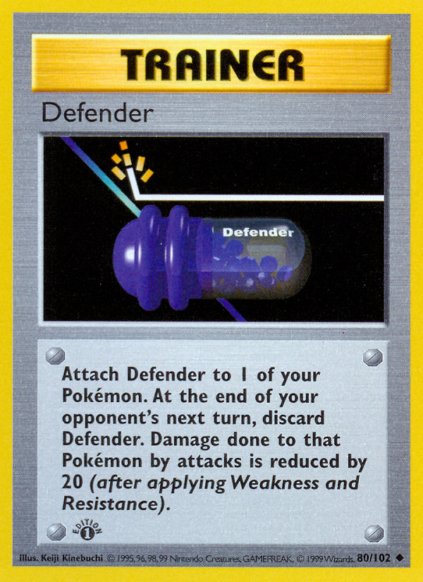 Defender (80/102) (Shadowless) [Base Set 1st Edition] - Evolution TCG