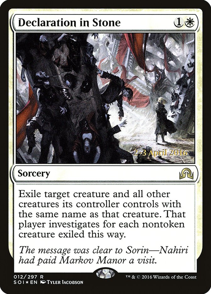 Declaration in Stone [Shadows over Innistrad Prerelease Promos] - Evolution TCG