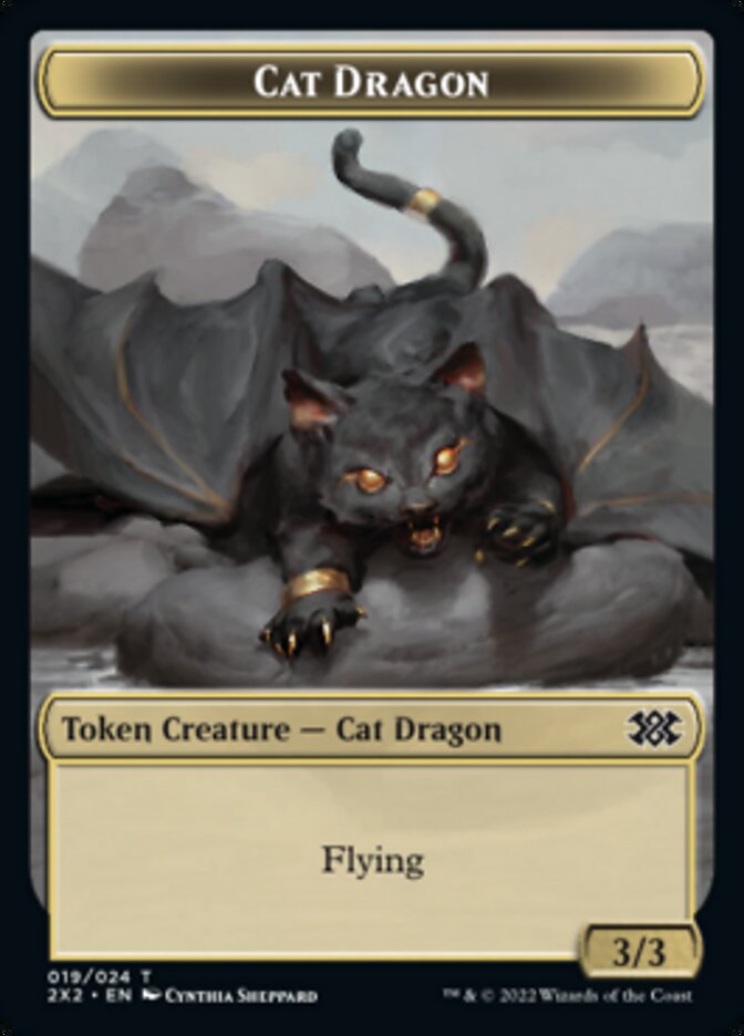Cat Dragon // Vampire Double-Sided Token [Double Masters 2022 Tokens] - Evolution TCG