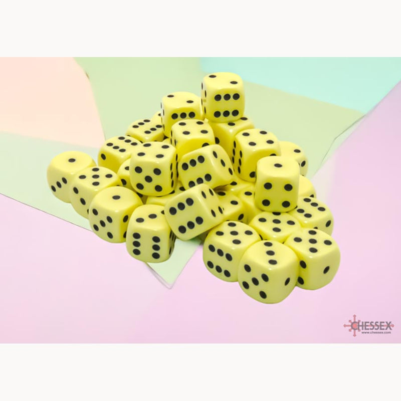 Chessex: 36ct Dice Block - Pastel (Yellow/Black) - Evolution TCG