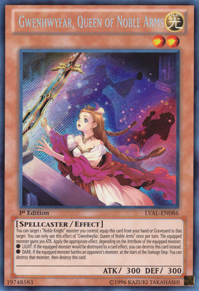 Gwenhwyfar, Queen of Noble Arms [LVAL-EN086] Secret Rare - Evolution TCG