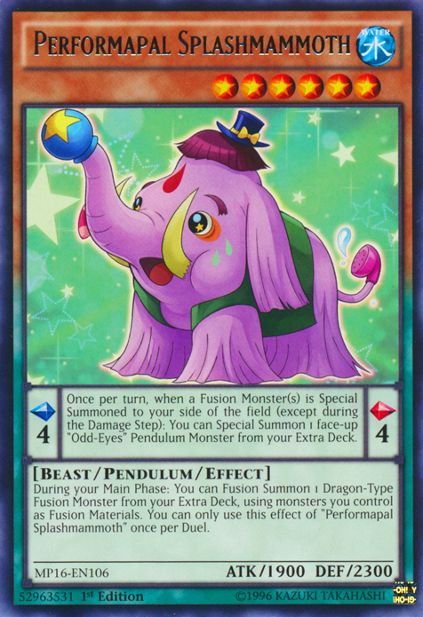 Performapal Splashmammoth [MP16-EN106] Rare - Evolution TCG