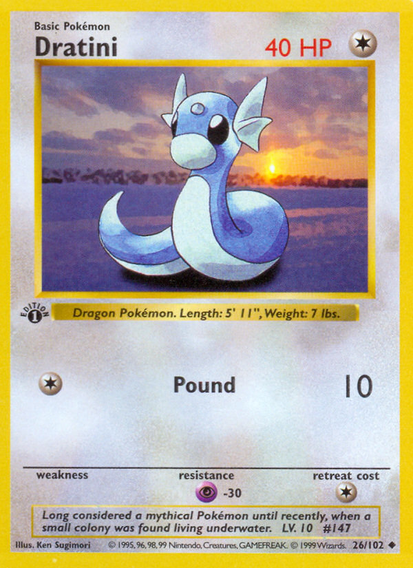 Dratini (26/102) (Shadowless) [Base Set 1st Edition] - Evolution TCG