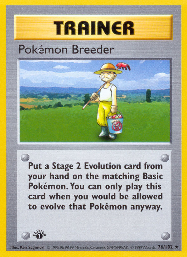 Pokemon Breeder (76/102) (Shadowless) [Base Set 1st Edition] - Evolution TCG