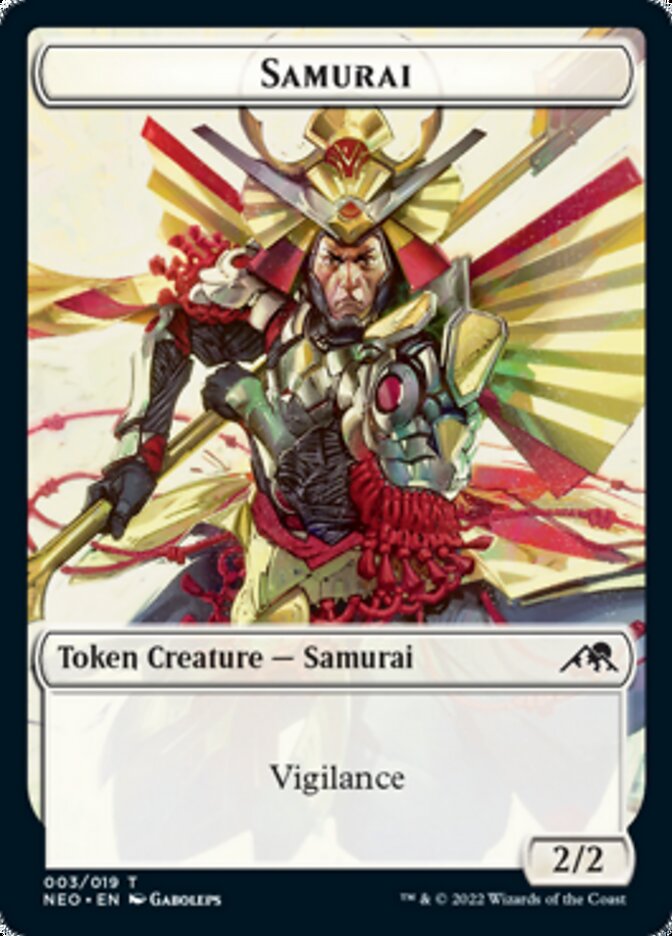 Samurai // Tezzeret, Betrayer of Flesh Emblem Double-Sided Token [Kamigawa: Neon Dynasty Tokens] - Evolution TCG