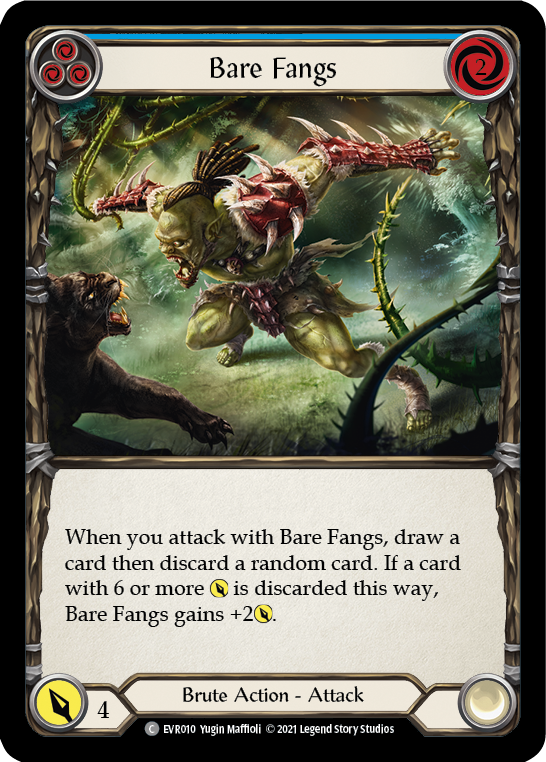 Bare Fangs (Blue) [EVR010] (Everfest)  1st Edition Rainbow Foil - Evolution TCG