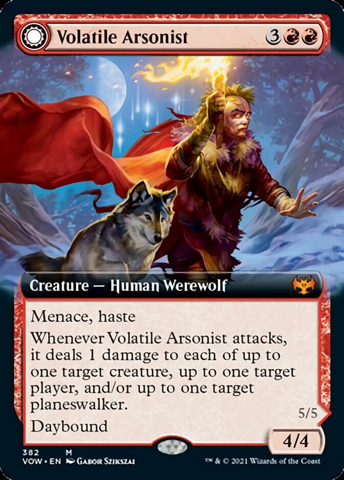 Volatile Arsonist // Dire-Strain Anarchist (Extended Art) [Innistrad: Crimson Vow] - Evolution TCG