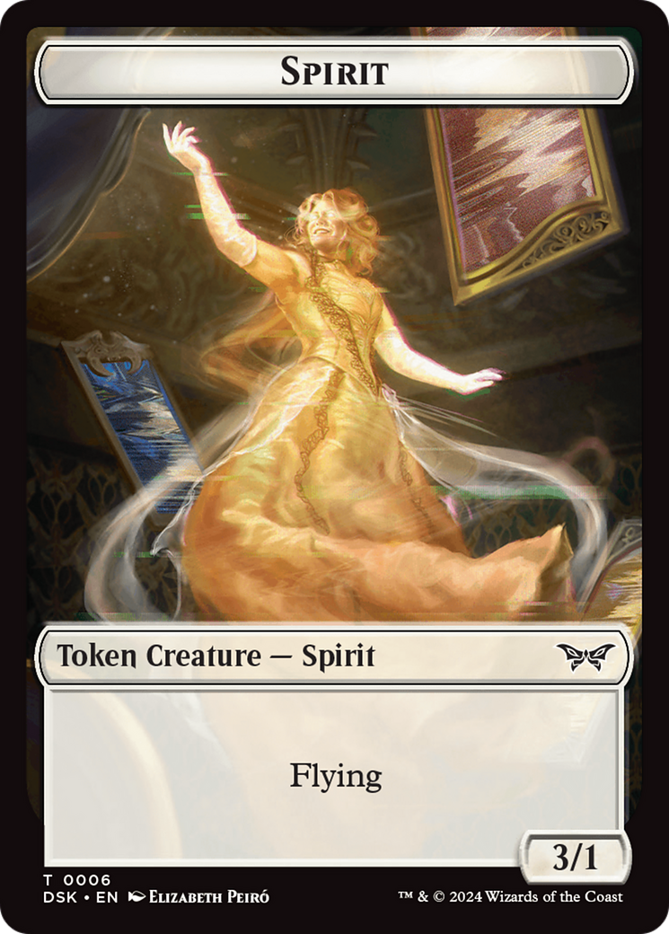 Glimmer // Spirit (0006) Double-Sided Token [Duskmourn: House of Horror Tokens] - Evolution TCG