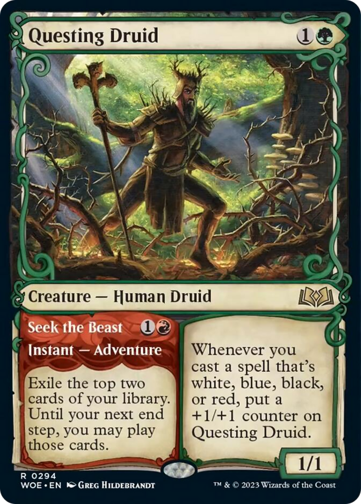 Questing Druid // Seek the Beast (Showcase) [Wilds of Eldraine] - Evolution TCG