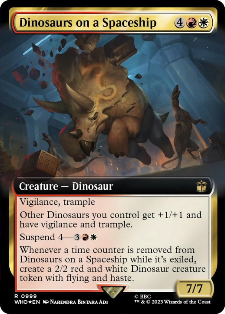 Dinosaurs on a Spaceship (Extended Art) (Surge Foil) [Doctor Who] - Evolution TCG