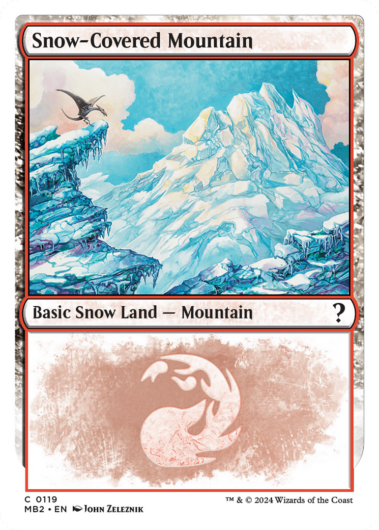 Snow-Covered Mountain (White Border) [Mystery Booster 2] - Evolution TCG
