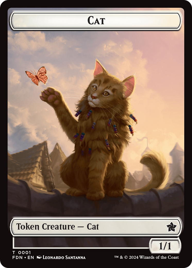 Elf Warrior // Cat (001) Doubled-Sided Token [Foundations Tokens] - Evolution TCG