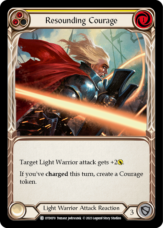 Resounding Courage (Yellow) [DTD070] (Dusk Till Dawn)  Rainbow Foil - Evolution TCG