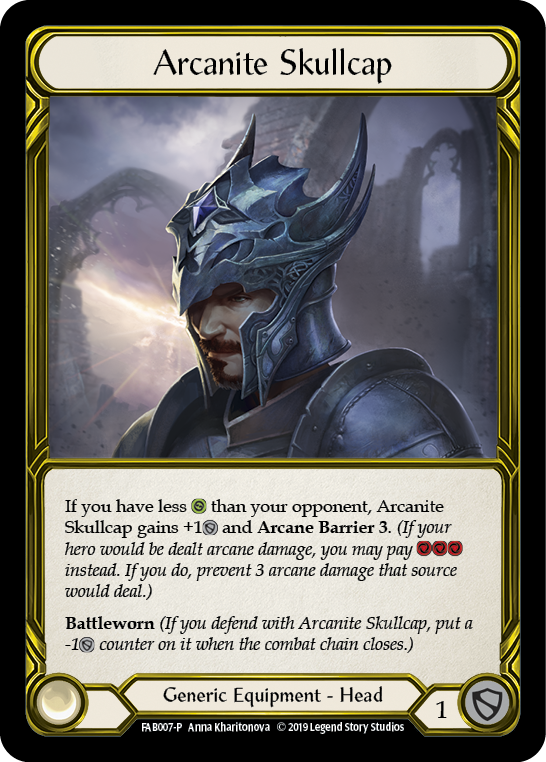 Arcanite Skullcap [FAB007-P] (Promo)  1st Edition Cold Foil - Golden - Evolution TCG