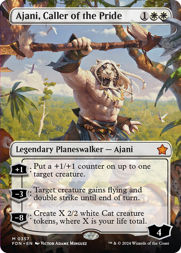 Ajani, Caller of the Pride (Borderless) [Foundations] - Evolution TCG