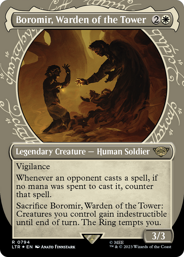 Boromir, Warden of the Tower (Showcase) (Surge Foil) [The Lord of the Rings: Tales of Middle-Earth] - Evolution TCG