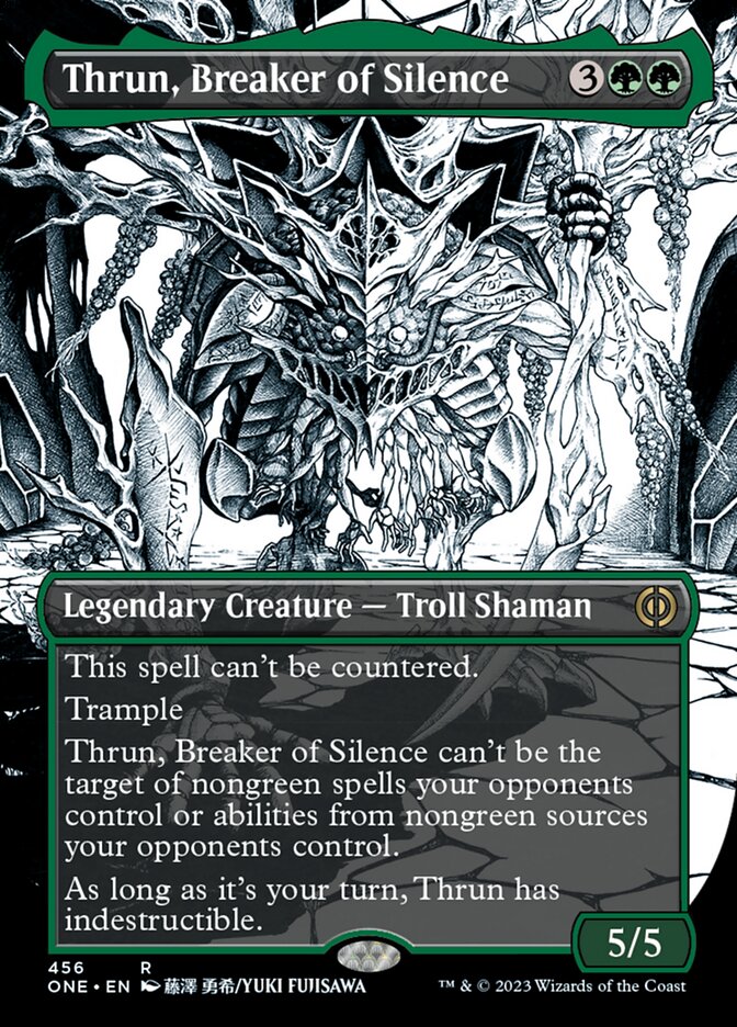 Thrun, Breaker of Silence (Borderless Manga Step-and-Compleat Foil) [Phyrexia: All Will Be One] - Evolution TCG