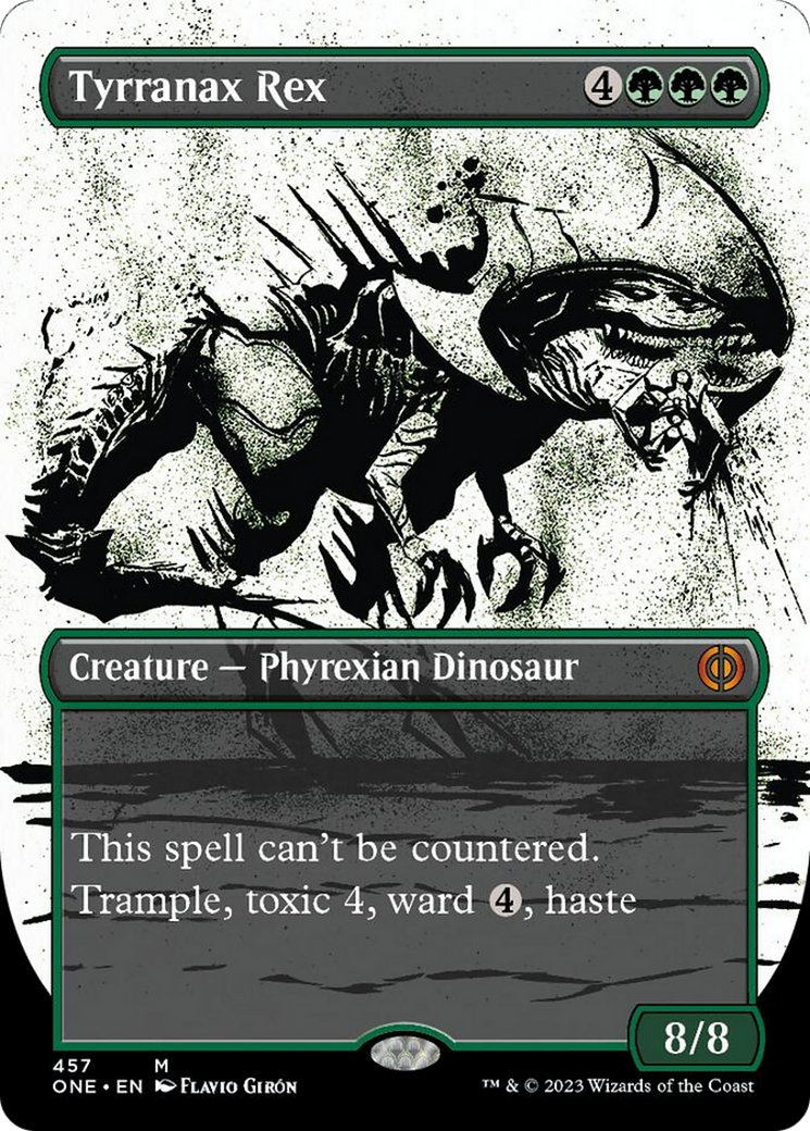 Tyrranax Rex (Borderless Ichor Step-and-Compleat Foil) [Phyrexia: All Will Be One] - Evolution TCG