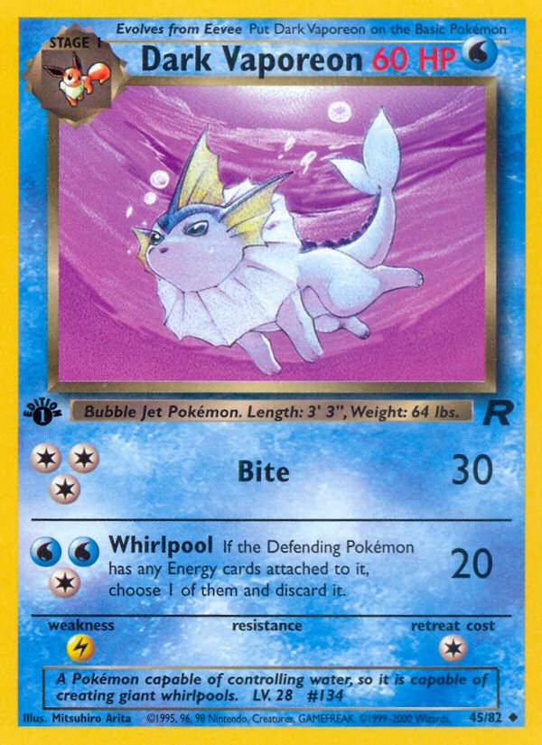 Dark Vaporeon (45/82) [Team Rocket 1st Edition] - Evolution TCG