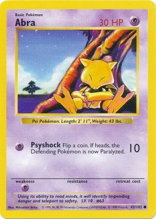 Abra (43/102) [Base Set Shadowless Unlimited] - Evolution TCG