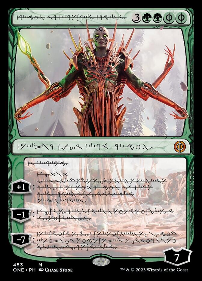 Nissa, Ascended Animist (Phyrexian Step-and-Compleat Foil) [Phyrexia: All Will Be One] - Evolution TCG