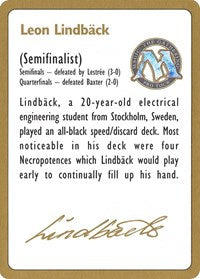 1996 Leon Lindback Biography Card [World Championship Decks] - Evolution TCG