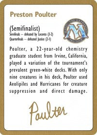 1996 Preston Poulter Biography Card [World Championship Decks] - Evolution TCG