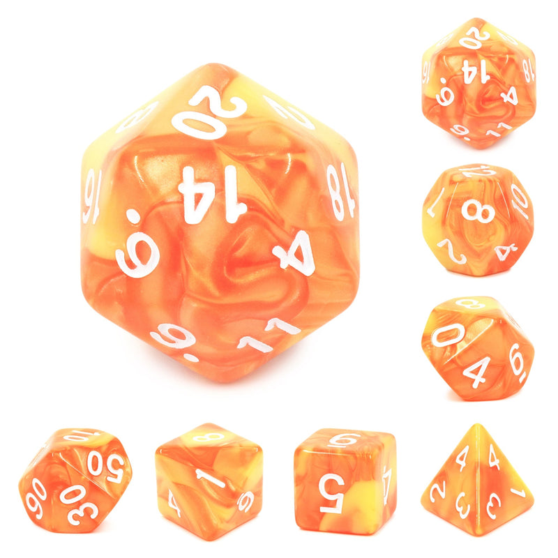 A&H Dice: Blend - Lemon Yellow & Orange - Poly 7 Die Set - Evolution TCG