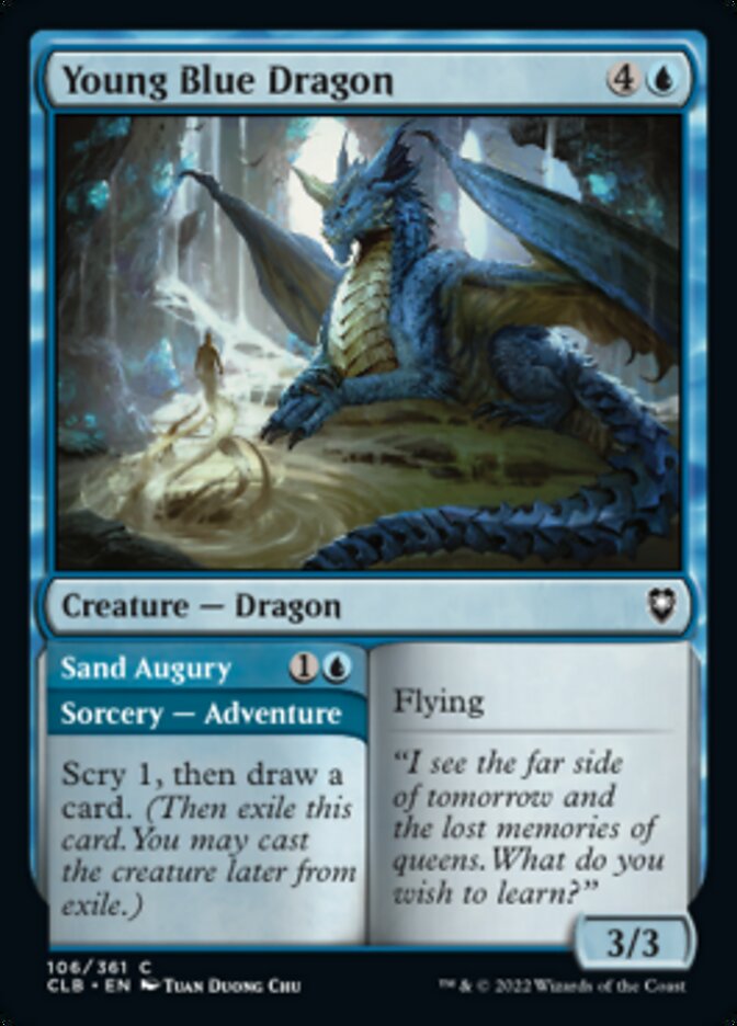 Young Blue Dragon // Sand Augury [Commander Legends: Battle for Baldur's Gate] - Evolution TCG
