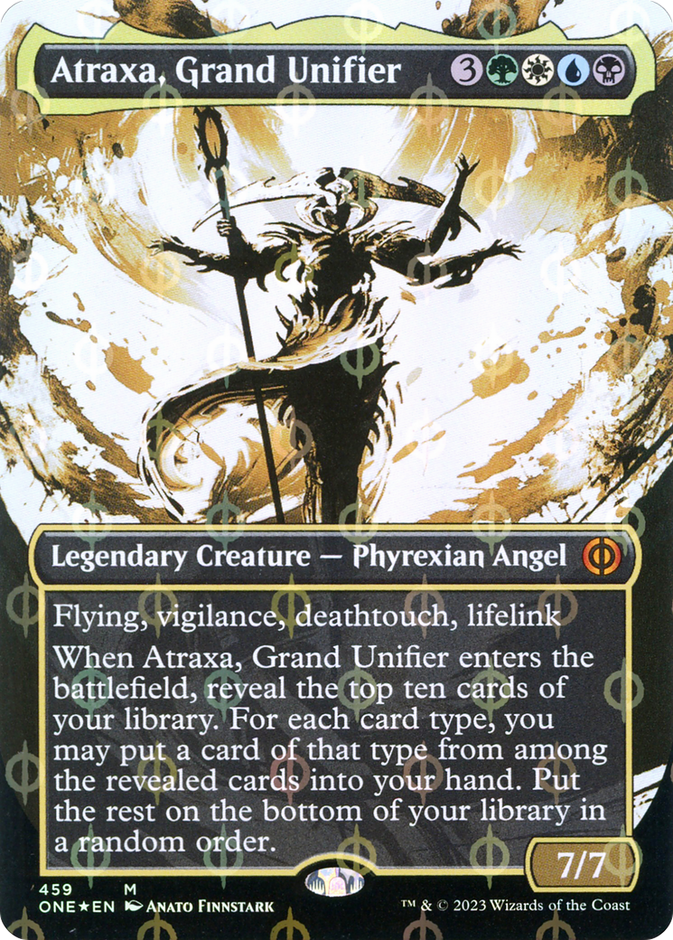Atraxa, Grand Unifier (Borderless Ichor Step-and-Compleat Foil) [Phyrexia: All Will Be One] - Evolution TCG