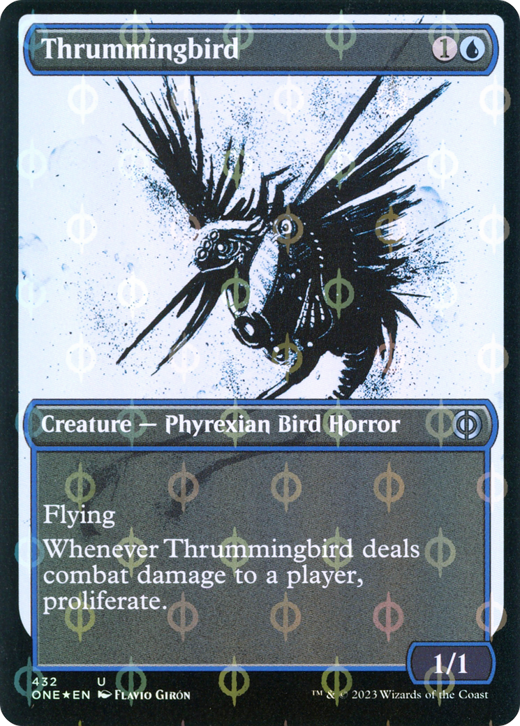 Thrummingbird (Showcase Ichor Step-and-Compleat Foil) [Phyrexia: All Will Be One] - Evolution TCG