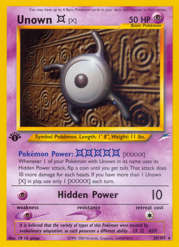 Unown [X] (30/105) [Neo Destiny 1st Edition] - Evolution TCG